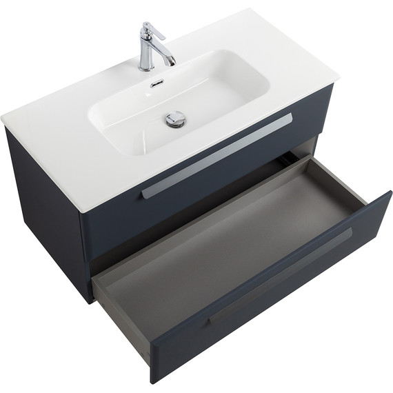 Тумба подвесная с раковиной Cezares ECO-CER-N-1000-2C-SO-GR-P 100 см (раковина CZR-8095-100) grafito - фото 3