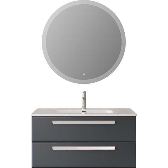 Тумба подвесная с раковиной Cezares ECO-CER-N-1000-2C-SO-GR-P 100 см (раковина CZR-8095-100) grafito - фото 7