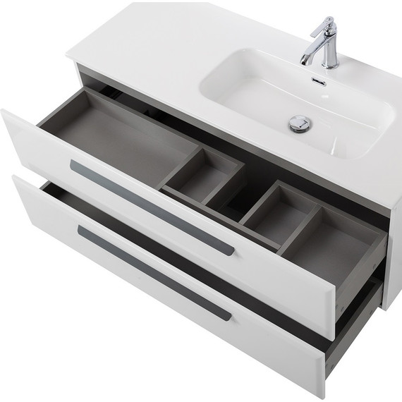 Тумба подвесная с раковиной Cezares ECO-CER-N-1200-2C-SO-BL-R 120 см (раковина CZR-8095-120-R) bianco lucido - фото 5