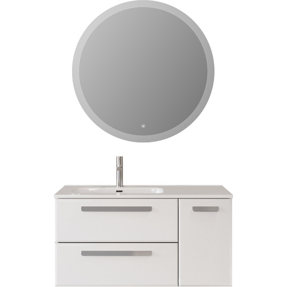 Тумба подвесная с раковиной Cezares ECO-CER-N-1000-2C-1A-SO-BL-L 100 см (раковина CZR-8095-100-L) bianco lucido - фото 11