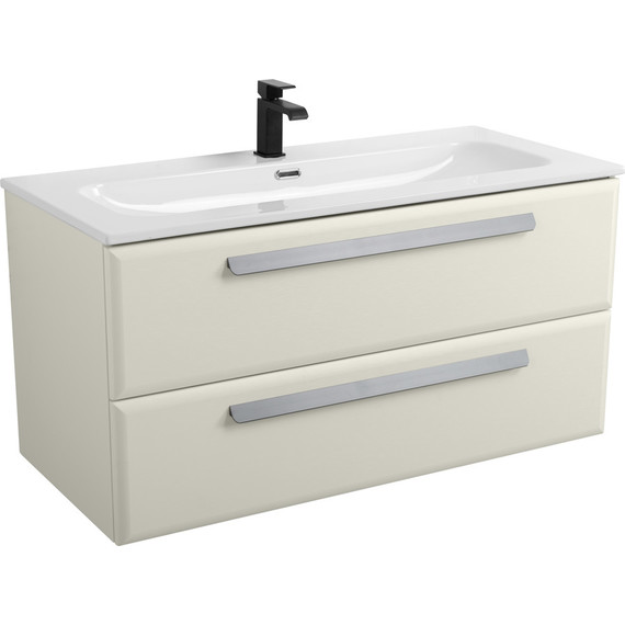 Тумба подвесная с раковиной Cezares ECO-CER-N-1000-2C-SO-AS-P 100 см (раковина CZR-8073-100) альпака брашированная - фото 2