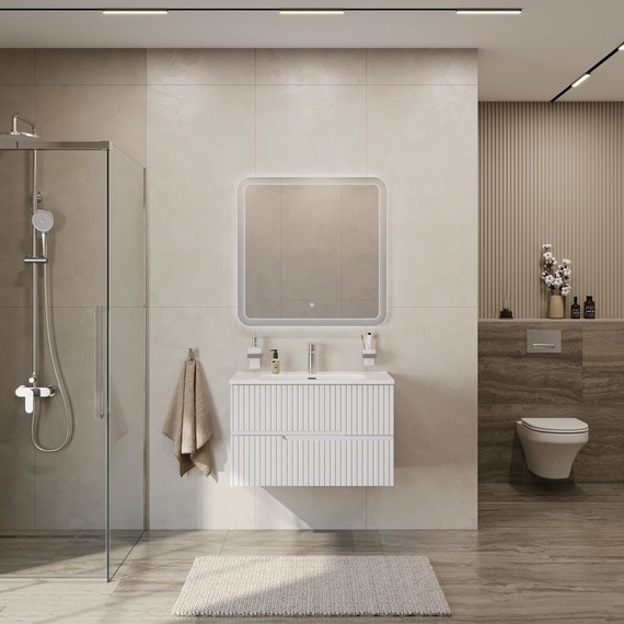 Тумба подвесная с раковиной Cezares DUET-N-900-2C-SO-BL 90 см (раковина CZR-8095-90) bianco lucido - фото 7