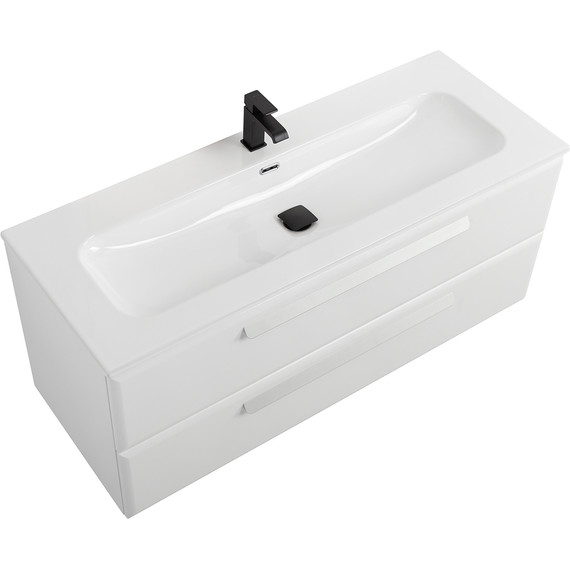 Тумба подвесная с раковиной Cezares ECO-CER-N-1200-2C-SO-BL 120 см (раковина CZR-8073-120) bianco lucido - фото 3