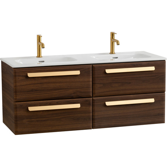 Тумба подвесная с раковиной Cezares ECO-CER-N-1200-4C-SO-2-NCS-P 120 см (раковина CZR-8073-120-2) орех шоколад софт - фото 2