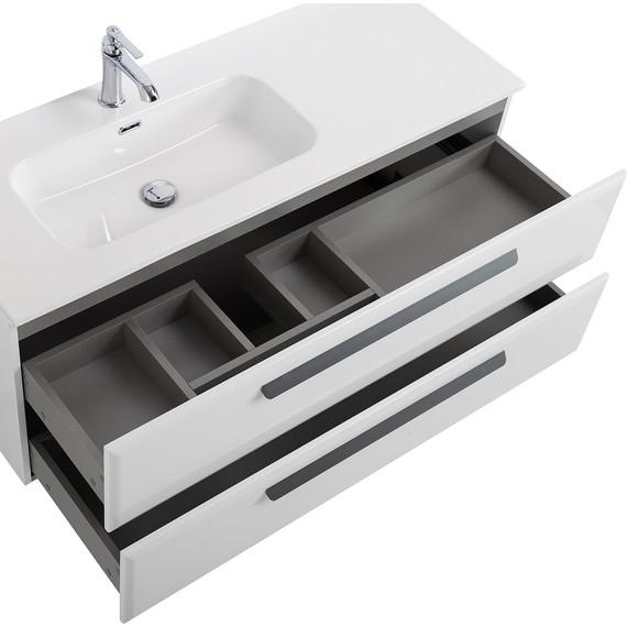 Тумба подвесная с раковиной Cezares ECO-CER-N-1200-2C-SO-BL-L 120 см (раковина CZR-8095-120-L) bianco lucido - фото 5