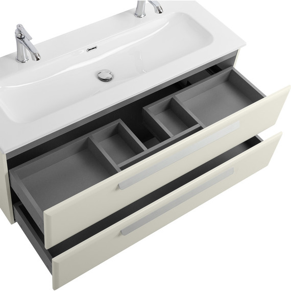 Тумба подвесная с раковиной Cezares ECO-CER-N-1200-2C-SO-AS-P 120 см (раковина CZR-8073-120-1-2) альпака брашированная - фото 6