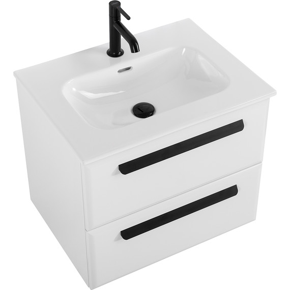 Тумба подвесная с раковиной Cezares ECO-CER-N-600-2C-SO-BL 60 см (раковина CZR-8073-60) bianco lucido - фото 7