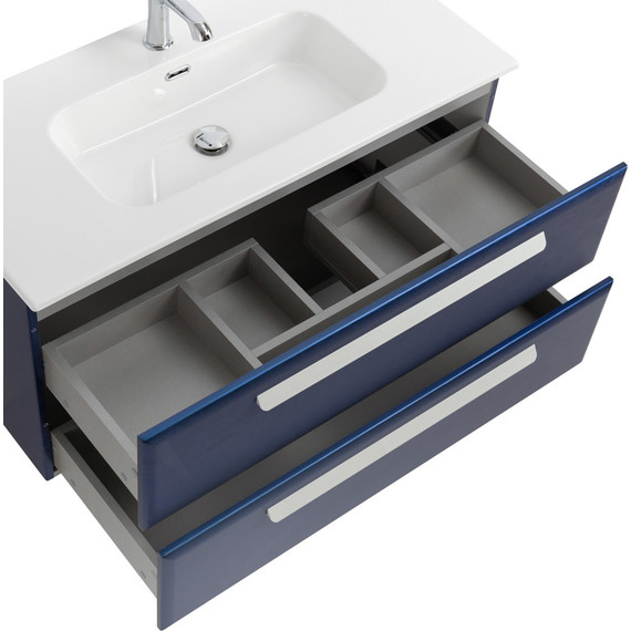 Тумба подвесная с раковиной Cezares ECO-CER-N-1000-2C-SO-SPF-P 100 см (раковина CZR-8095-100) sapfiro - фото 5