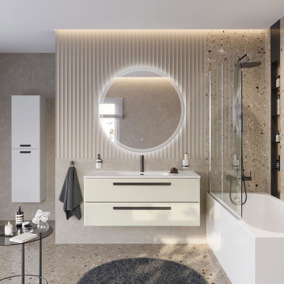 Тумба подвесная с раковиной Cezares ECO-CER-N-1200-2C-SO-AS-P 120 см (раковина CZR-8095-120) альпака брашированная - фото 14