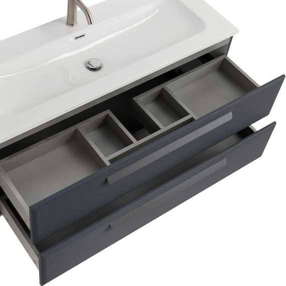 Тумба подвесная с раковиной Cezares ECO-CER-N-1200-2C-SO-GR-P 120 см (раковина CZR-8073-120) grafito - фото 5