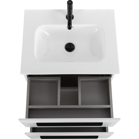 Тумба подвесная с раковиной Cezares ECO-CER-N-600-2C-SO-BL 60 см (раковина CZR-8073-60) bianco lucido - фото 4