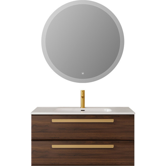 Тумба подвесная с раковиной Cezares ECO-CER-N-1000-2C-SO-NCS-P 100 см (раковина CZR-8095-100) орех шоколад софт - фото 14