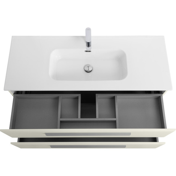 Тумба подвесная с раковиной Cezares ECO-CER-N-1200-2C-SO-AS-P 120 см (раковина CZR-8095-120) альпака брашированная - фото 4