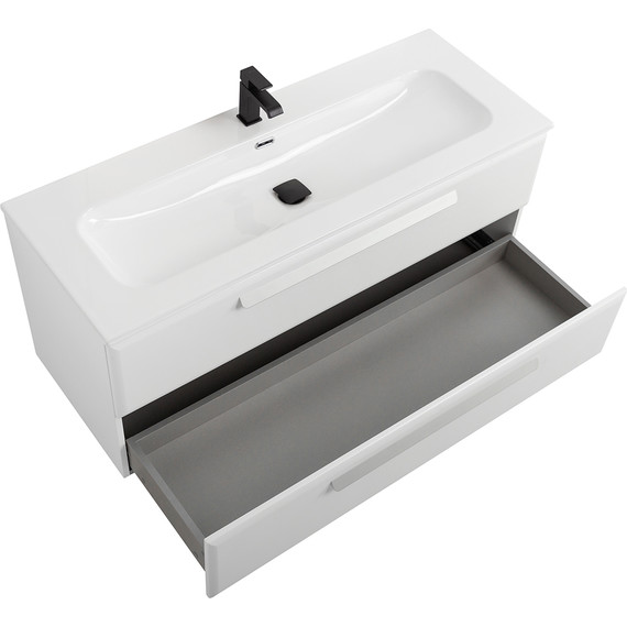 Тумба подвесная с раковиной Cezares ECO-CER-N-1200-2C-SO-BL 120 см (раковина CZR-8073-120) bianco lucido - фото 4