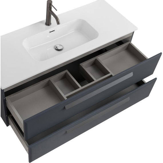 Тумба подвесная с раковиной Cezares ECO-CER-N-1200-2C-SO-GR-P 120 см (раковина CZR-8095-120) grafito - фото 5