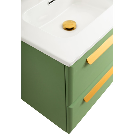 Тумба подвесная с раковиной Cezares ECO-CER-N-1200-4C-SO-2-PS-P 120 см (раковина CZR-8095-120-2) фисташковый софт - фото 7