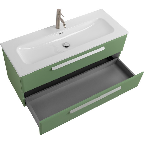 Тумба подвесная с раковиной Cezares ECO-CER-N-1200-2C-SO-PS-P 120 см (раковина CZR-8073-120) фисташковый софт - фото 3