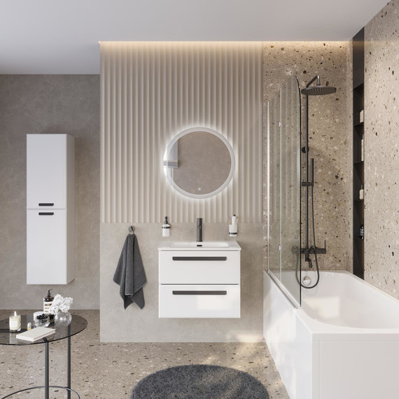 Тумба подвесная с раковиной Cezares ECO-CER-N-600-2C-SO-BL 60 см (раковина CZR-8073-60) bianco lucido - фото 11