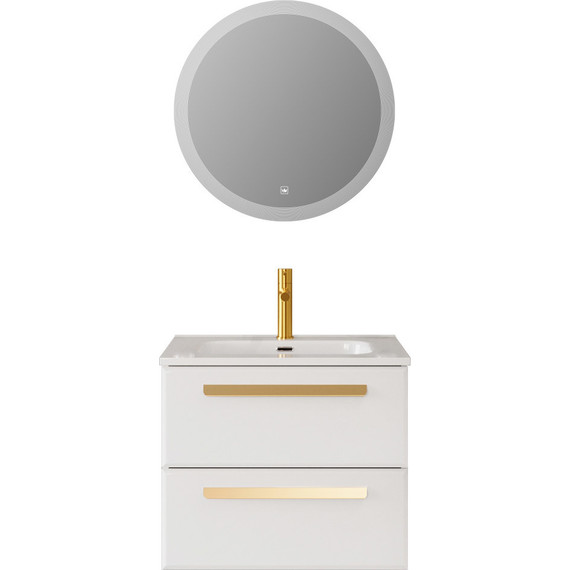 Тумба подвесная с раковиной Cezares ECO-CER-N-600-2C-SO-BL 60 см (раковина CZR-8095-60) bianco lucido - фото 8