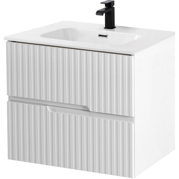 Тумба подвесная с раковиной Cezares DUET-N-700-2C-SO-BL 70 см (раковина CZR-8095-70) bianco lucido - фото 2