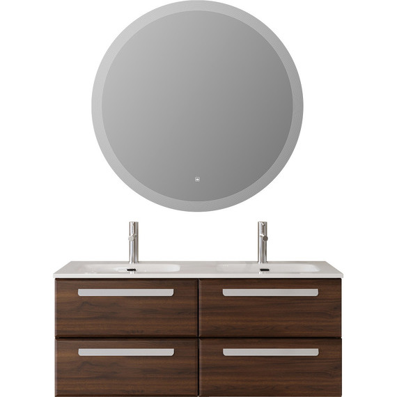 Тумба подвесная с раковиной Cezares ECO-CER-N-1200-4C-SO-2-NCS-P 120 см (раковина CZR-8073-120-2) орех шоколад софт - фото 9