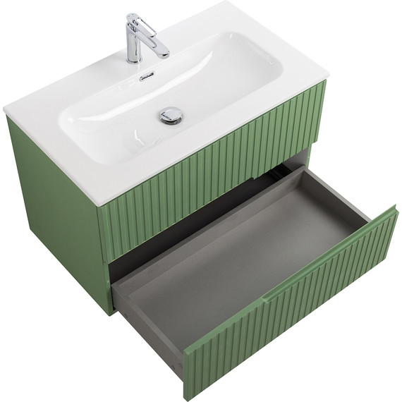 Тумба подвесная с раковиной Cezares DUET-N-800-2C-SO-PS-P 80 см (раковина CZR-8073-80) фисташковый софт - фото 3