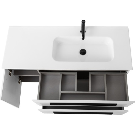 Тумба подвесная с раковиной Cezares ECO-CER-N-1200-2C-1A-SO-BL-R 120 см (раковина CZR-8095-120-R) bianco lucido - фото 7