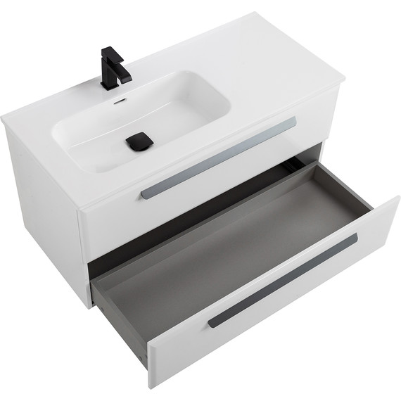 Тумба подвесная с раковиной Cezares ECO-CER-N-1000-2C-SO-BL-L 100 см (раковина CZR-8095-100-L) bianco lucido - фото 3