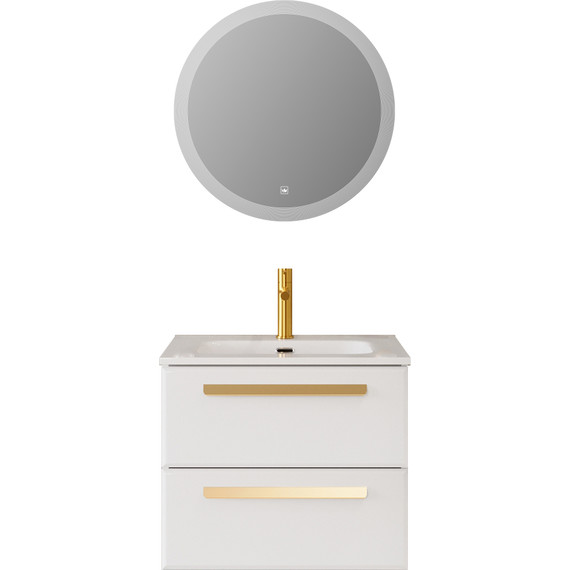 Тумба подвесная с раковиной Cezares ECO-CER-N-600-2C-SO-BL 60 см (раковина CZR-8073-60) bianco lucido - фото 16