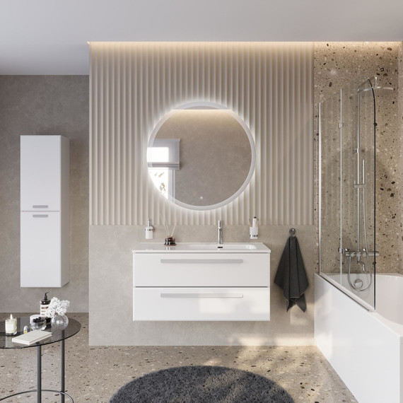 Тумба подвесная с раковиной Cezares ECO-CER-N-1000-2C-SO-BL-R 100 см (раковина CZR-8095-100-R) bianco lucido - фото 13