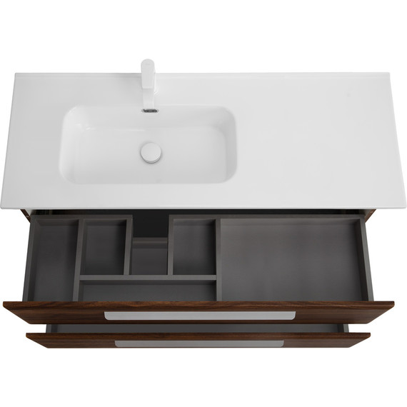 Тумба подвесная с раковиной Cezares ECO-CER-N-1200-2C-SO-NCS-P-L 120 см (раковина CZR-8095-120-L) орех шоколад софт - фото 4