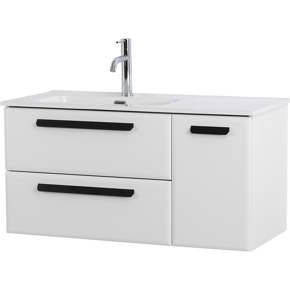 Тумба подвесная с раковиной Cezares ECO-CER-N-1000-2C-1A-SO-BL-L 100 см (раковина CZR-8095-100-L) bianco lucido - фото 3