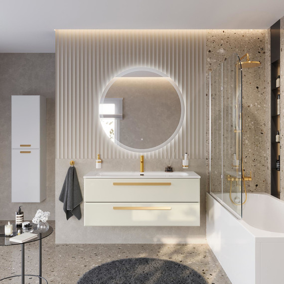 Тумба подвесная с раковиной Cezares ECO-CER-N-1200-2C-SO-AS-P 120 см (раковина CZR-8073-120) альпака брашированная - фото 11