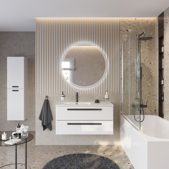 Тумба подвесная с раковиной Cezares ECO-CER-N-1000-2C-SO-BL-L 100 см (раковина CZR-8095-100-L) bianco lucido - фото 12