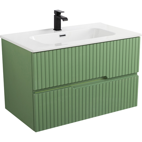 Тумба подвесная с раковиной Cezares DUET-N-800-2C-SO-PS-P 80 см (раковина CZR-8095-80) фисташковый софт - фото 2