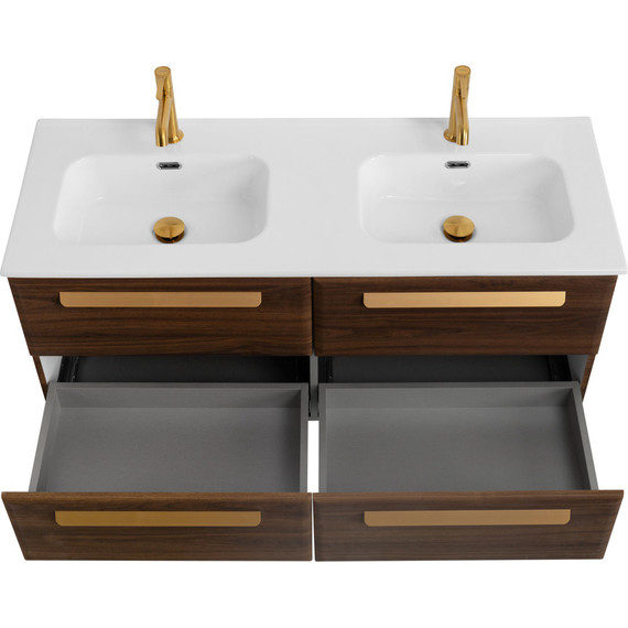 Тумба подвесная с раковиной Cezares ECO-CER-N-1200-4C-SO-2-NCS-P 120 см (раковина CZR-8095-120-2) орех шоколад софт - фото 6