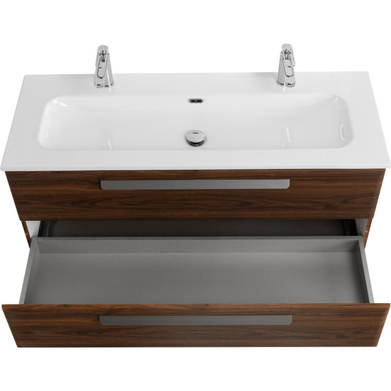 Тумба подвесная с раковиной Cezares ECO-CER-N-1200-2C-SO-NCS-P 120 см (раковина CZR-8073-120-1-2) орех шоколад софт - фото 7