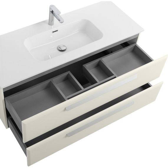 Тумба подвесная с раковиной Cezares ECO-CER-N-1200-2C-SO-AS-P 120 см (раковина CZR-8095-120) альпака брашированная - фото 6