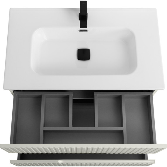 Тумба подвесная с раковиной Cezares DUET-N-800-2C-SO-AS-P 80 см (раковина CZR-8095-80) альпака брашированная - фото 4