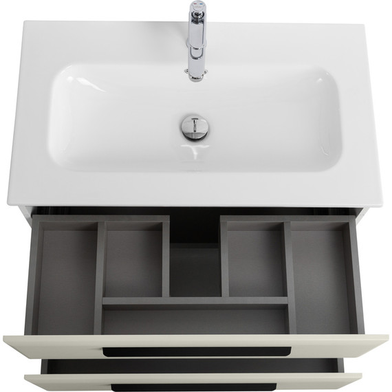 Тумба подвесная с раковиной Cezares ECO-CER-N-800-2C-SO-AS-P 80 см (раковина CZR-8073-80) альпака брашированная - фото 4