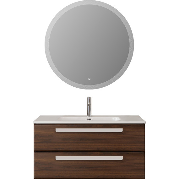 Тумба подвесная с раковиной Cezares ECO-CER-N-1000-2C-SO-NCS-P 100 см (раковина CZR-8095-100) орех шоколад софт - фото 13