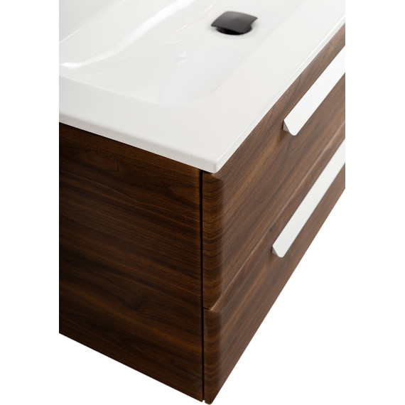 Тумба подвесная с раковиной Cezares ECO-CER-N-1000-2C-SO-NCS-P 100 см (раковина CZR-8073-100) орех шоколад софт - фото 6