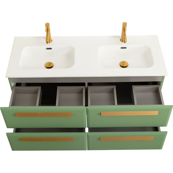 Тумба подвесная с раковиной Cezares ECO-CER-N-1200-4C-SO-2-PS-P 120 см (раковина CZR-8095-120-2) фисташковый софт - фото 4