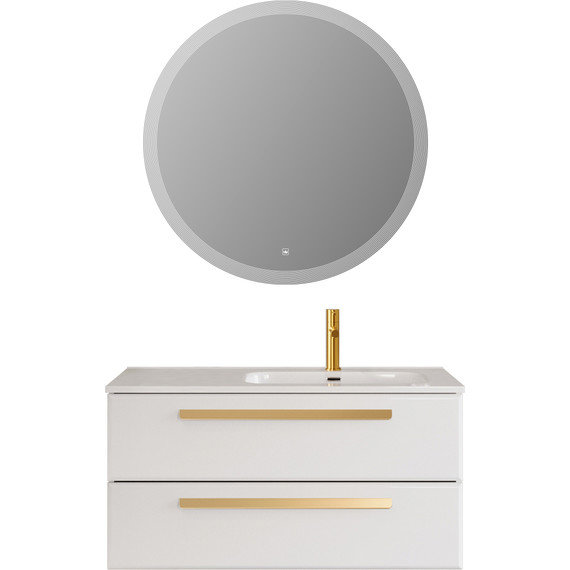 Тумба подвесная с раковиной Cezares ECO-CER-N-1000-2C-SO-BL-R 100 см (раковина CZR-8095-100-R) bianco lucido - фото 15