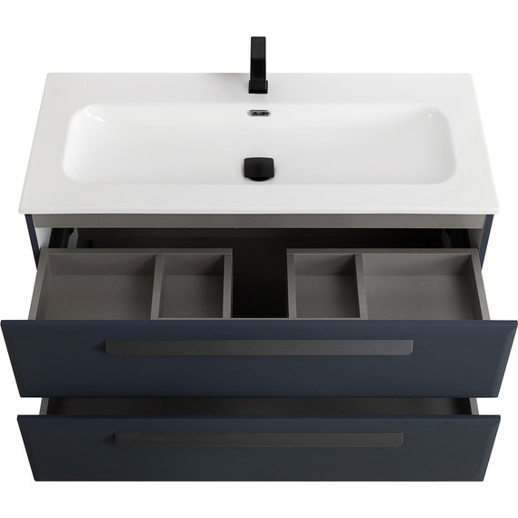 Тумба подвесная с раковиной Cezares ECO-CER-N-1000-2C-SO-GR-P 100 см (раковина CZR-8073-100) grafito - фото 4