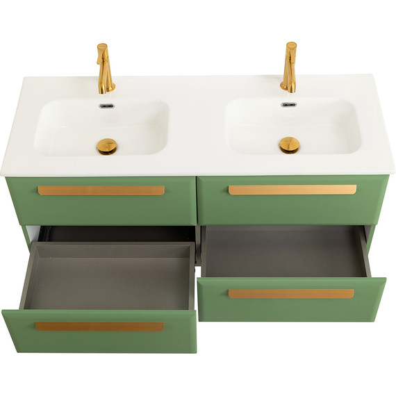 Тумба подвесная с раковиной Cezares ECO-CER-N-1200-4C-SO-2-PS-P 120 см (раковина CZR-8095-120-2) фисташковый софт - фото 5