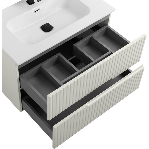 Тумба подвесная с раковиной Cezares DUET-N-800-2C-SO-AS-P 80 см (раковина CZR-8095-80) альпака брашированная - фото 5