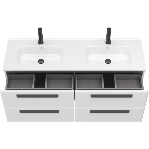 Тумба подвесная с раковиной Cezares ECO-CER-N-1400-4C-SO-2-BL 140 см (раковина CZR-8095-140-2) bianco lucido - фото 5