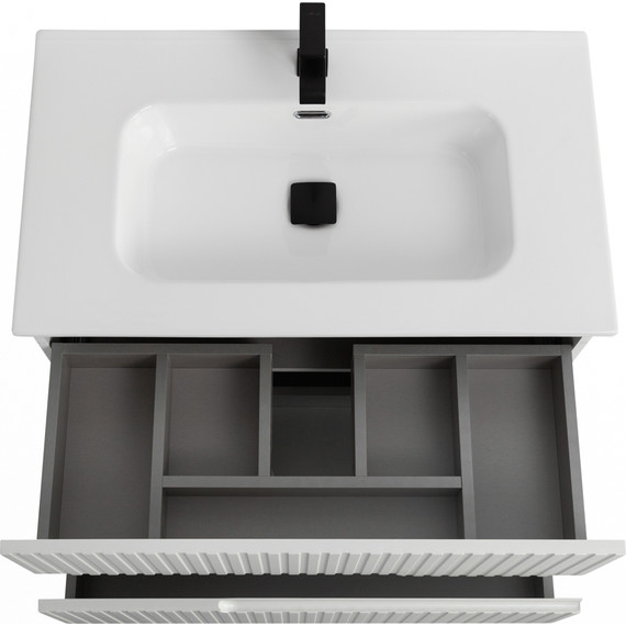 Тумба подвесная с раковиной Cezares DUET-N-800-2C-SO-BL 80 см (раковина CZR-8095-80) bianco lucido - фото 4