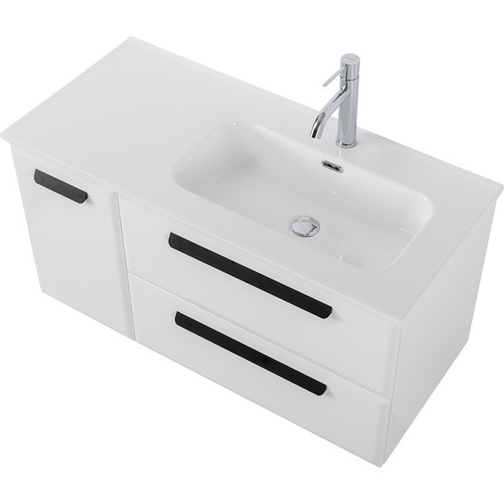 Тумба подвесная с раковиной Cezares ECO-CER-N-1000-2C-1A-SO-BL-R 100 см (раковина CZR-8095-100-R) bianco lucido - фото 4